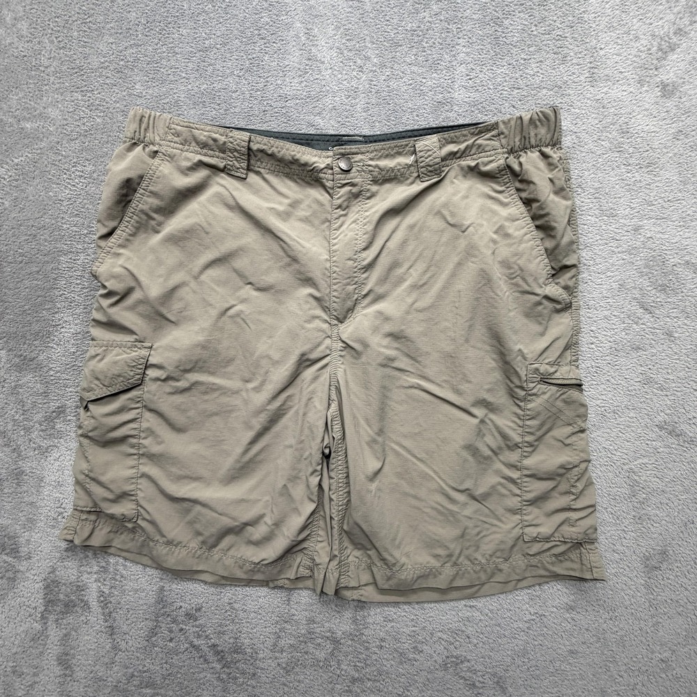 Columbia Shorts Mens Measured 38x9 Beige Cargo‎ Microfiber Nylon Pockets